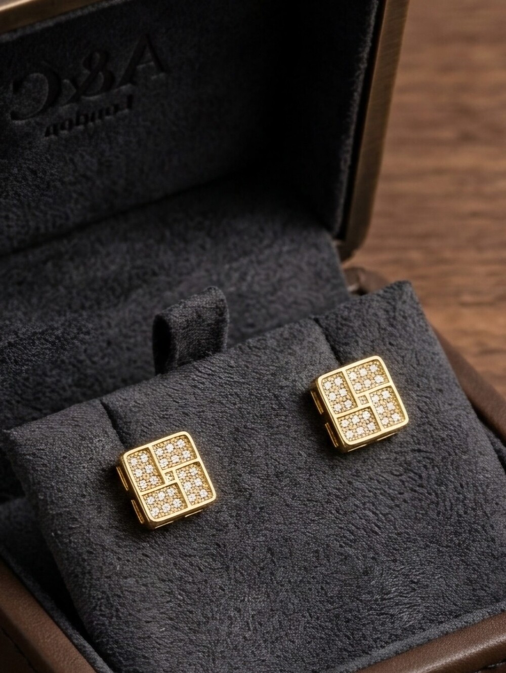 Mens Gold Micropave Earrings